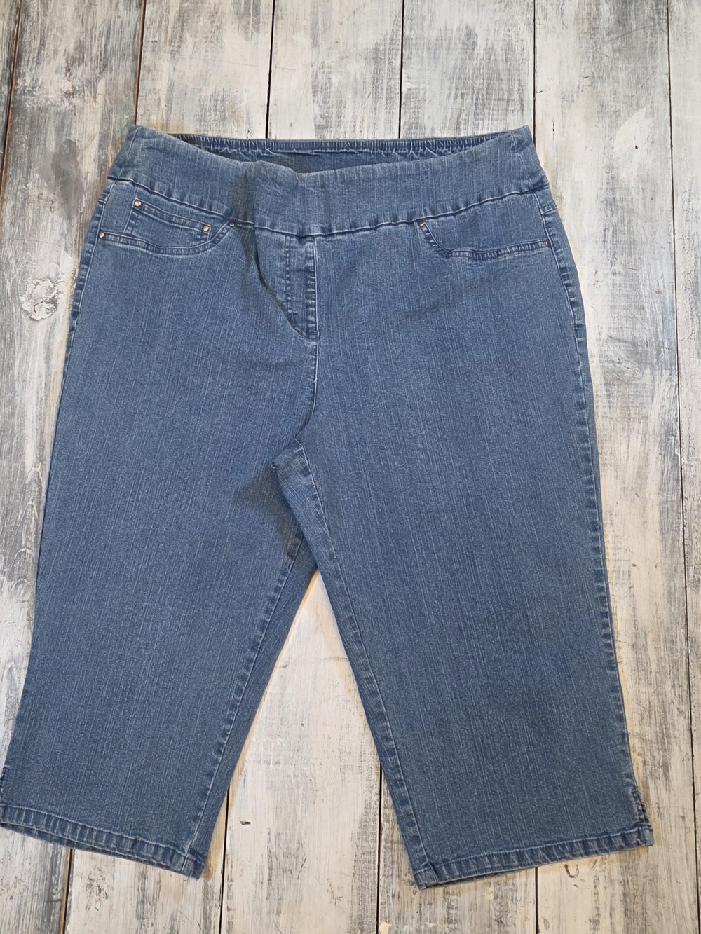 Ruby Rd. Indigo Pull-On Wide Leg Cropped Jeans sz 16